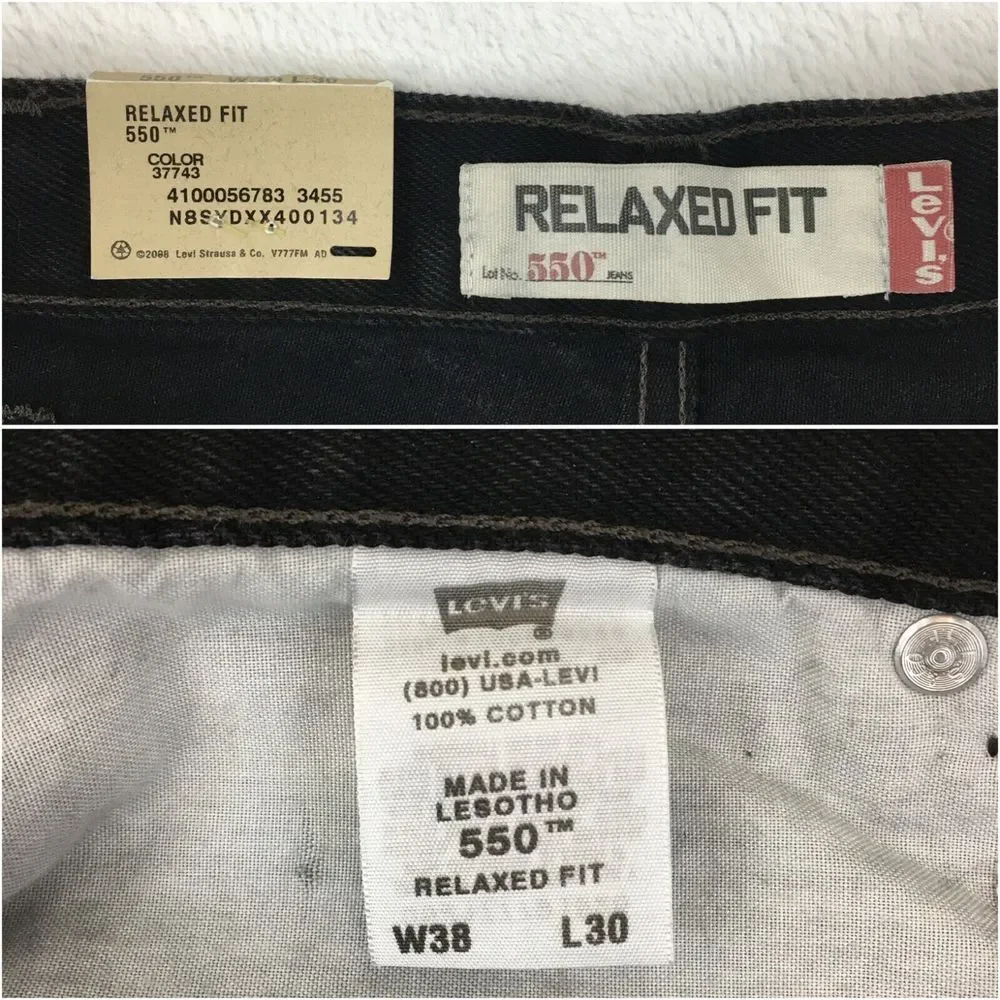 NEW! 2008 Levis 550 Jeans Mens Size 38x30 Relaxed Fit Tapered Leg Baggy Wide Y2K
